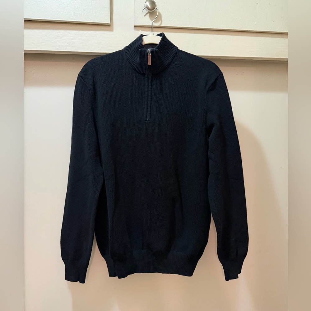 Club Room Men's Quarter-Zip Textured Cotton Sweater Size L